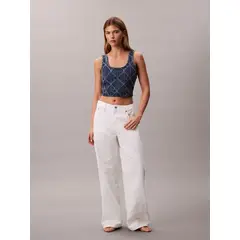 CALVIN KLEIN - Jeans Baggy de Talle Bajo Blanco