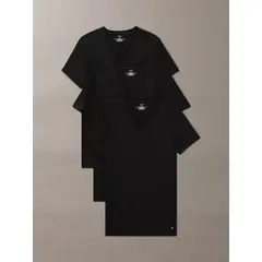 CALVIN KLEIN - Pack de 3 Camisetas Cuello V Cotton Classics Negro