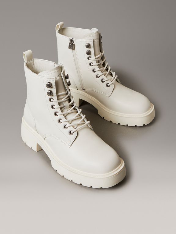 Botas Chunky de Cuero Blanco