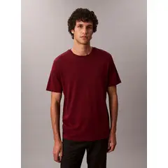 CALVIN KLEIN - Polera de Algodón Supima con Logo Bordado Burdeo