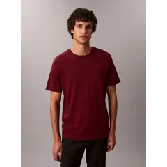 CALVIN KLEIN - Polera de Algodón Supima con Logo Bordado Burdeo