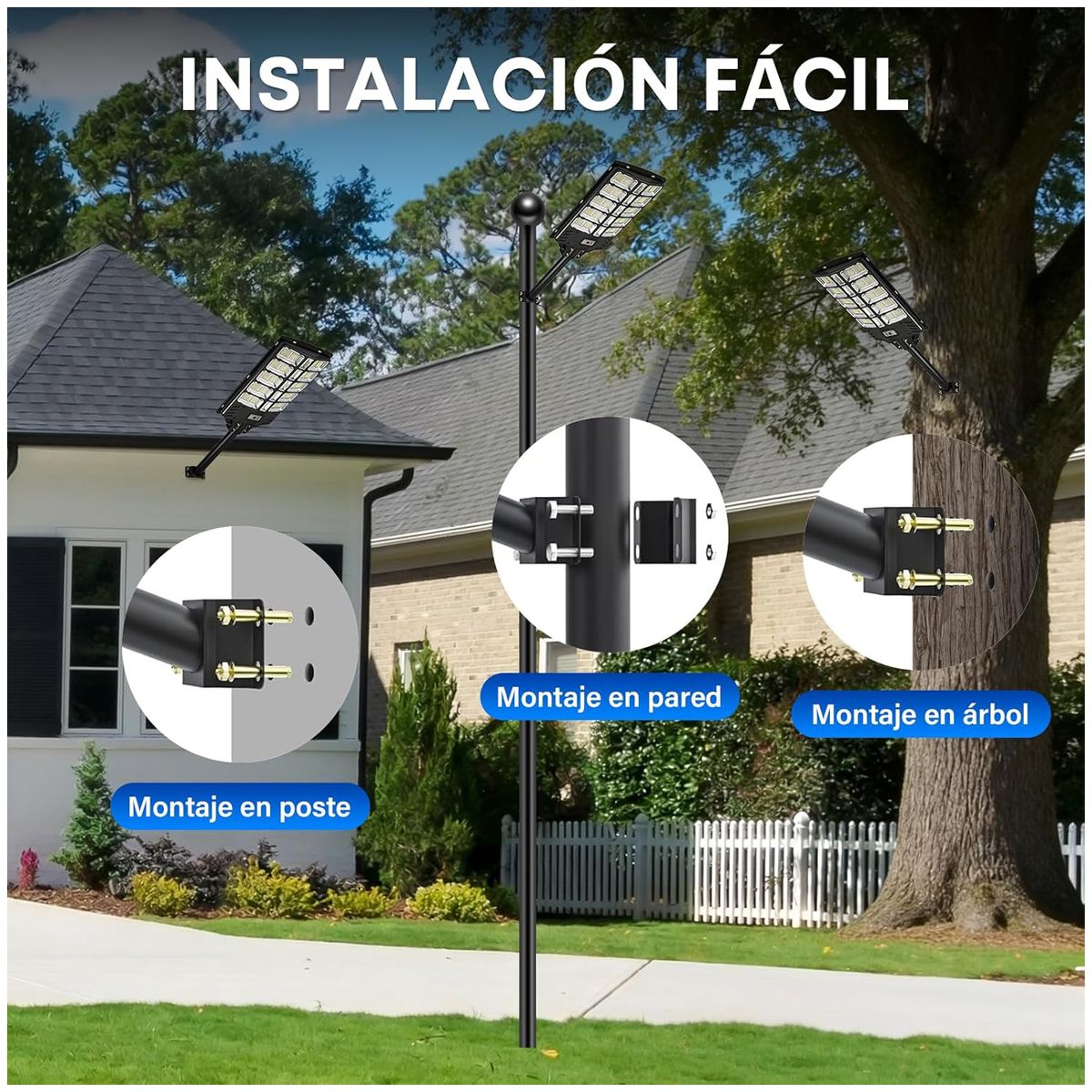 KUANGYE - Foco Solar Led Grande 3000 Watt Sensor Mov Control Y Soporte