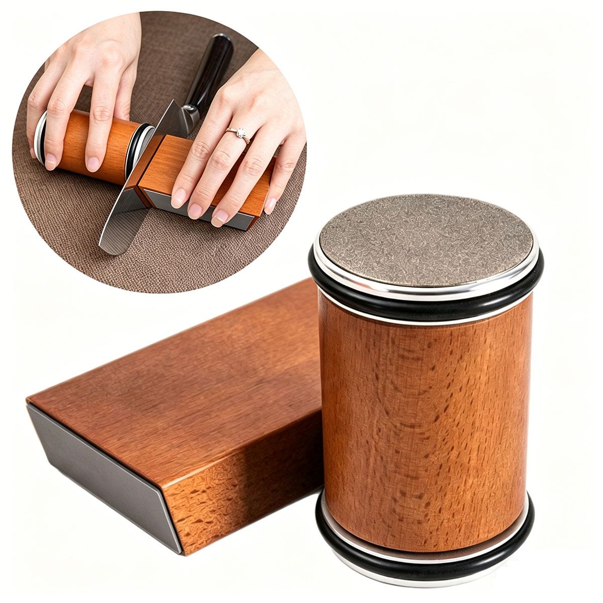 MOONCORE - Afilador De Cuchillos Manual Rolling Sharpener, 15°20°，Seguridad，domésticas y profesionales