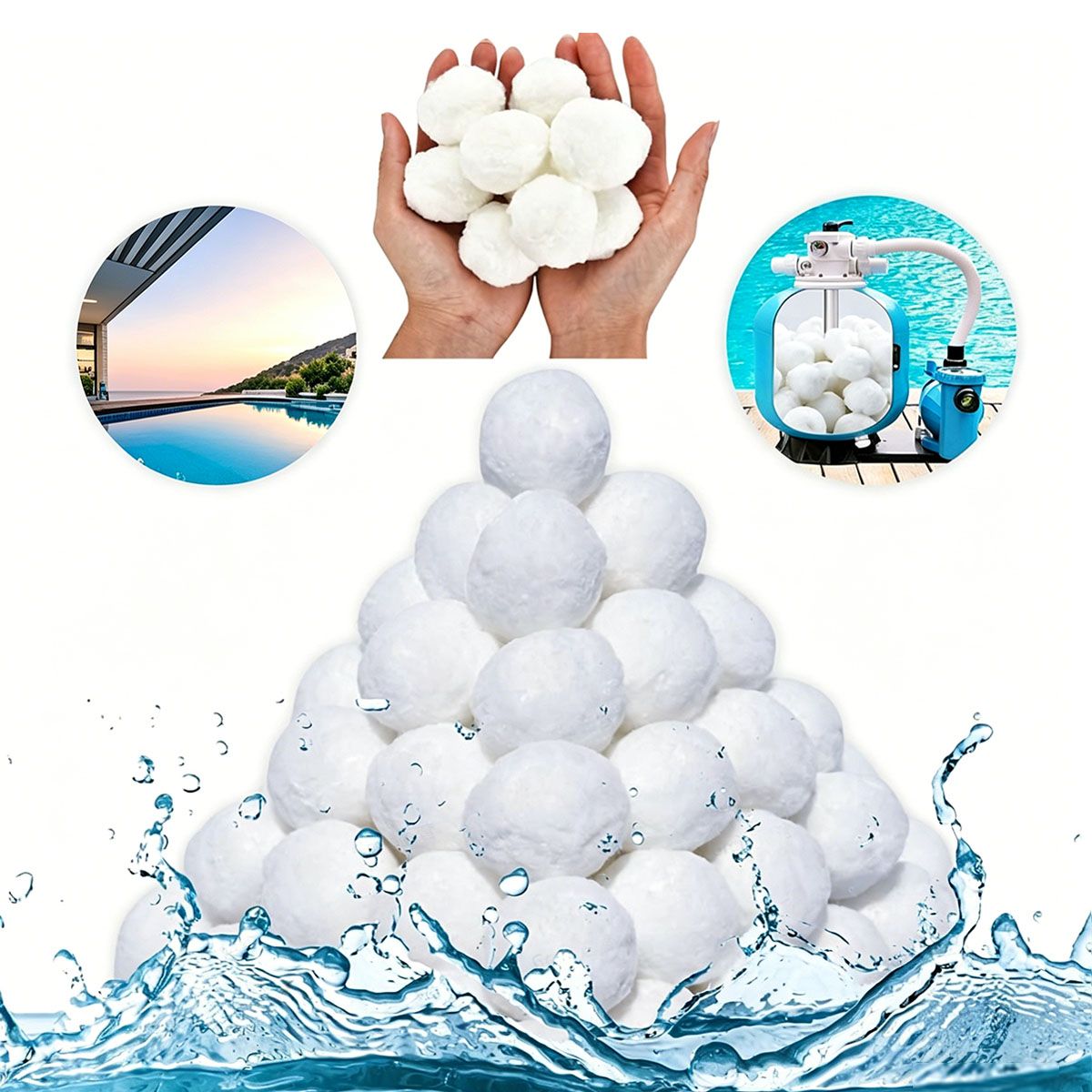MOONCORE - Filtro De Bolas Ecológicas Para Piscinas Y Acuarios 700g，Reutilizable y ecológico
