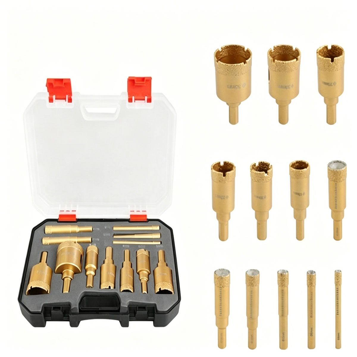 MOONCORE - Set 12 Brocas Diamantadas 6-35mm Para Cerámica Y Porcelanato, Duro y eficiente