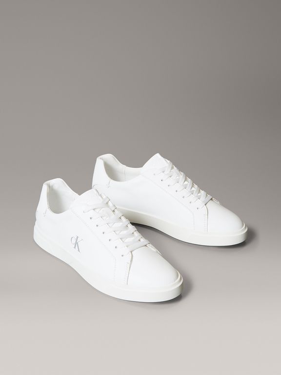 Zapatillas de Cuero con Logo Blanco