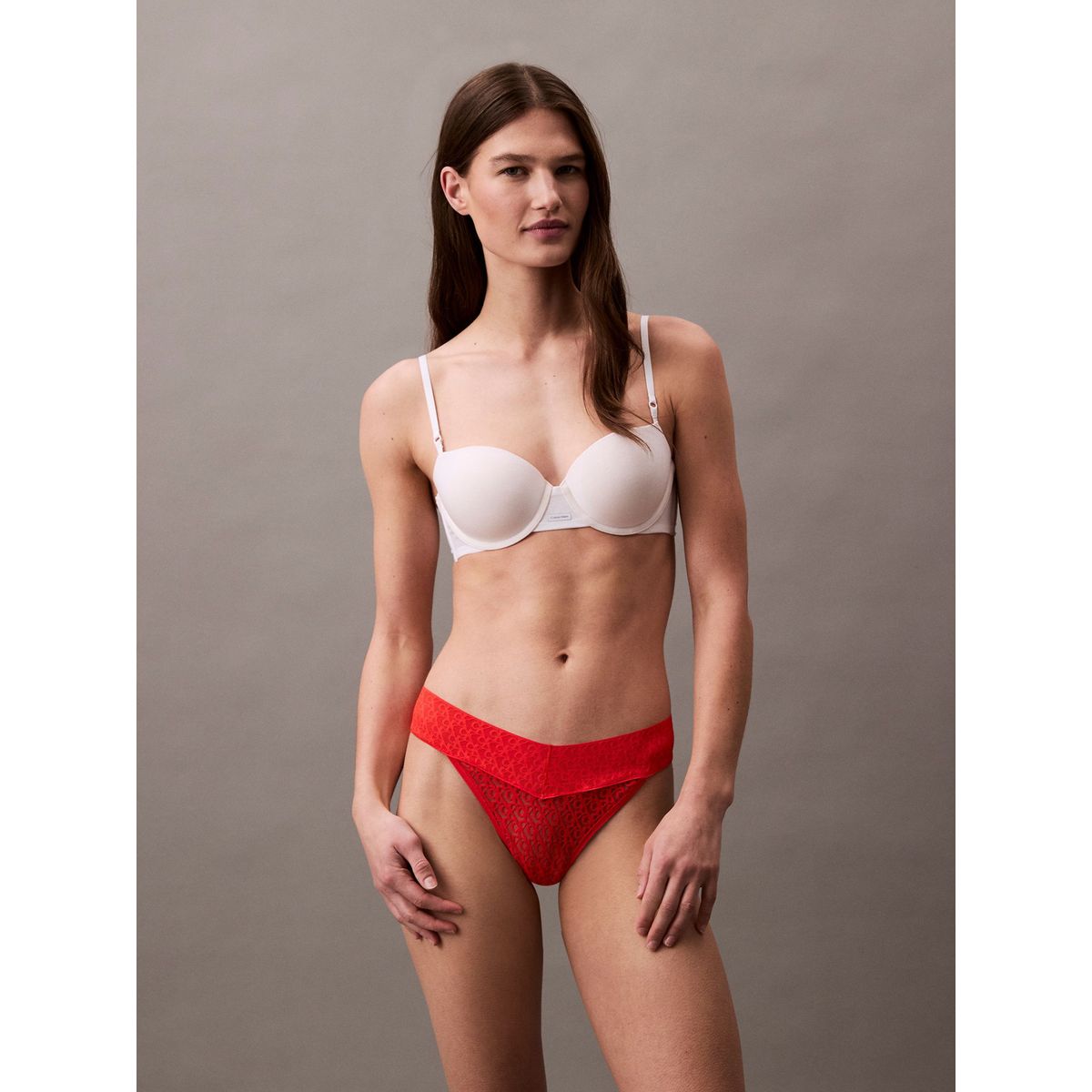 CALVIN KLEIN - Colaless Icon Logo Lace Calvin Klein Rojo