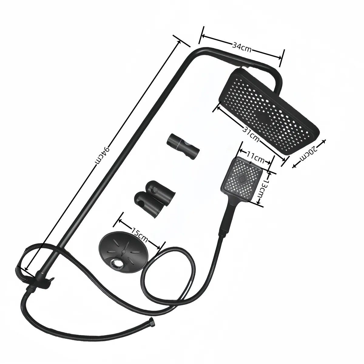 GENERICO - Columna De Ducha Rectangular Negro Mate