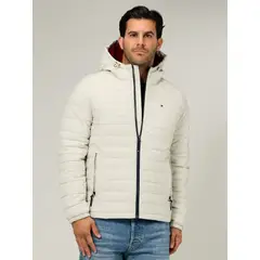 TOMMY HILFIGER - Parka Hoodie Solid Con Cierre Blanco