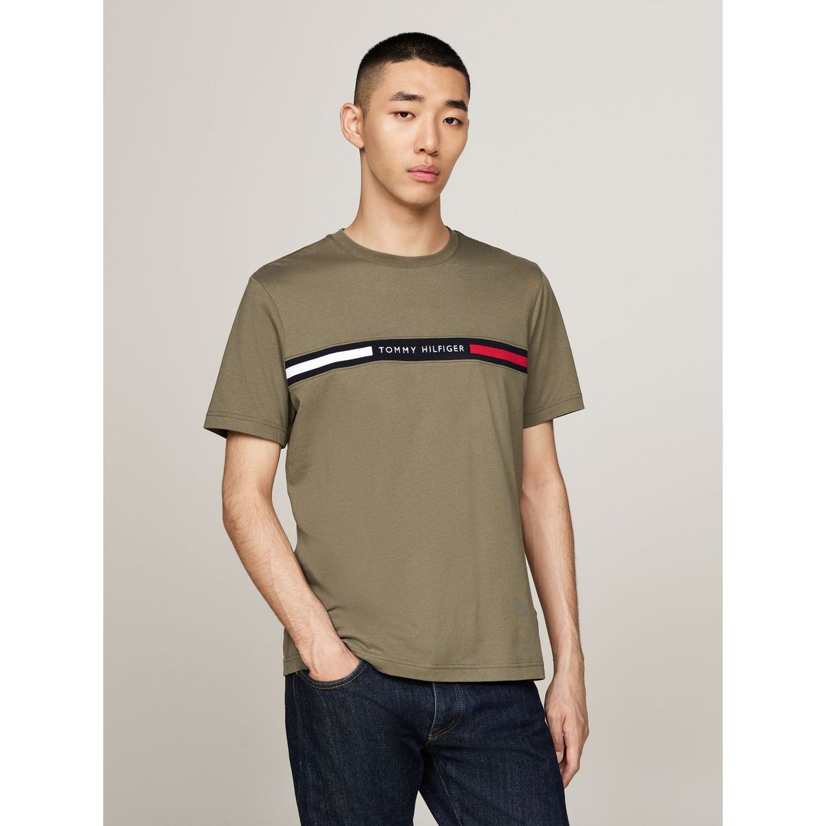 TOMMY HILFIGER - Polera Hombre Chest Insert Logo Verde Tommy Hilfiger