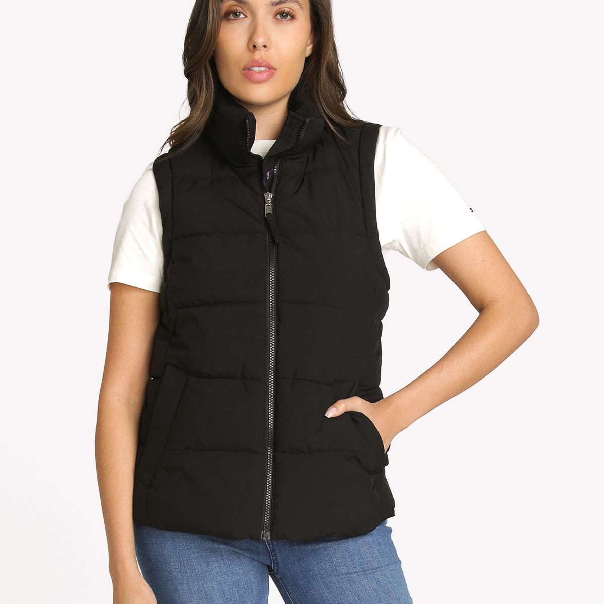 TOMMY HILFIGER - Parka Vest De Cuello Alto Negro Tommy Hilfiger
