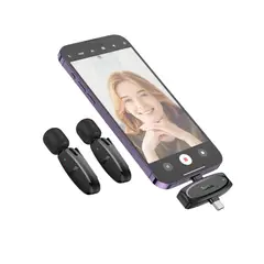 HOCO - Micrófono Inalámbrico Lavalier Dual Lightning To USB-C L15