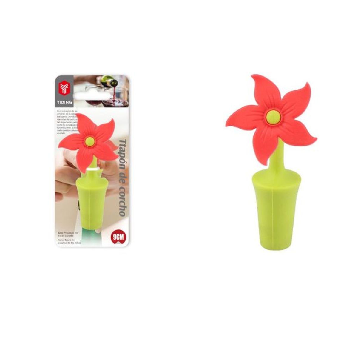 GENERICO - Tapón Para Botella De Silicona Diseño De Flor 9cm Color Surtido 1PCS
