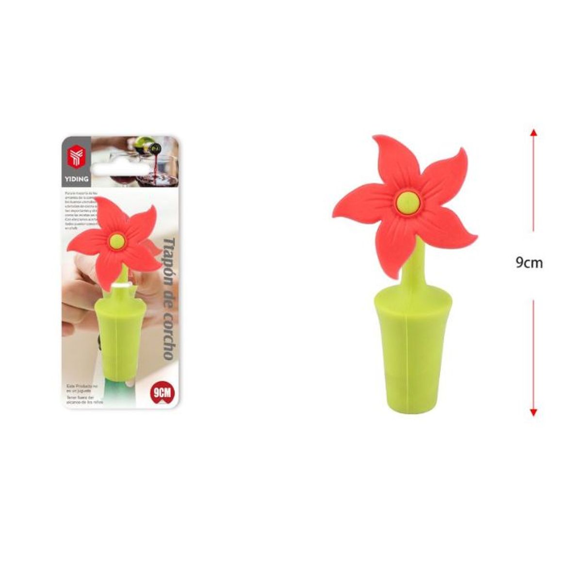 GENERICO - Tapón Para Botella De Silicona Diseño De Flor 9cm Color Surtido 1PCS