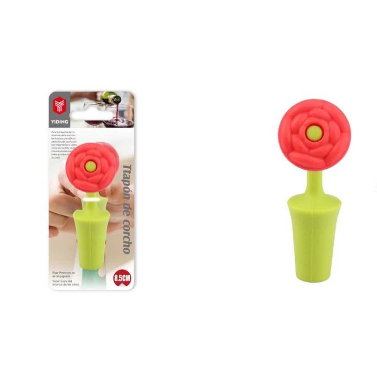 GENERICO - Tapón Para Botella De Silicona Diseño De Rosa 8.5cm