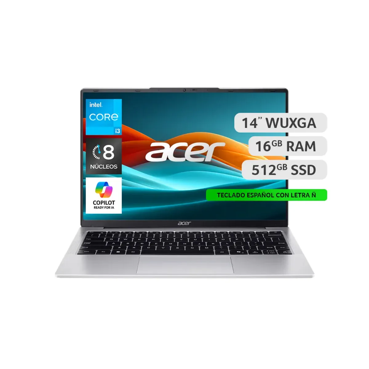 ACER - Notebook Acer Aspire Lite AL14-31P-31TH Intel Core i3 8 Nucleos 16GB RAM 512GB SSD 14" WUXGA