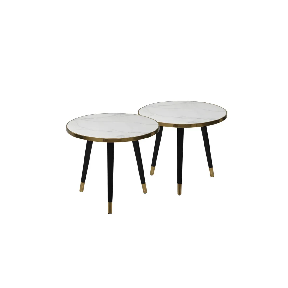 GENERICO - Juego De Mesa Doble Redonda De Centro Moderna Auxiliar Blanco-Negra