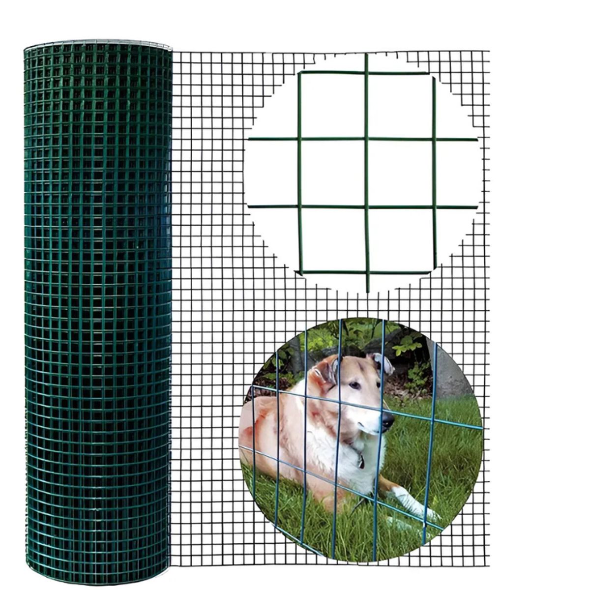 GENERICO - Malla Soldada Plastificada Verde 12 90cm Alto X 10mts Largo