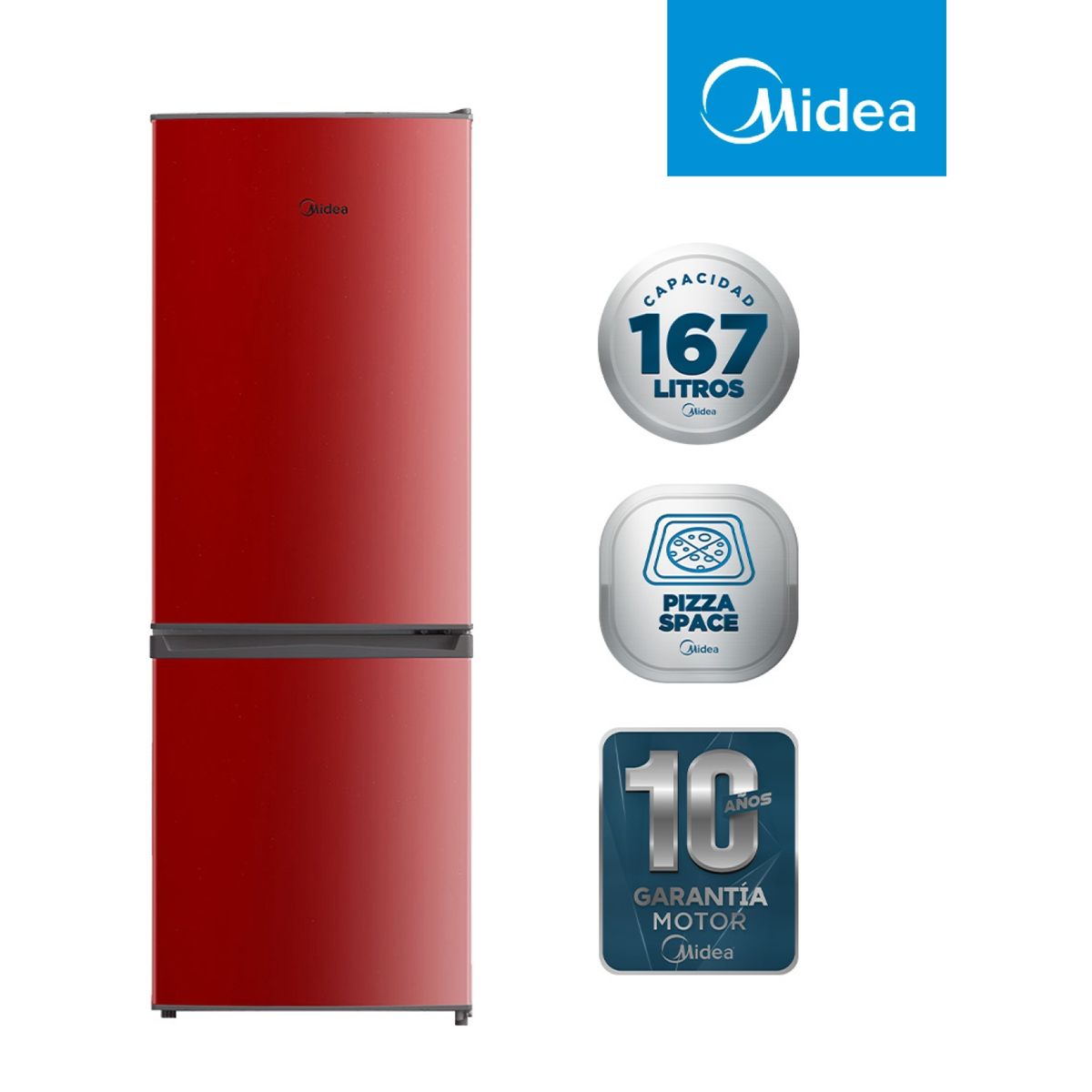 MIDEA - Refrigerador Midea 167 lt Bottom Freezer Frío Directo MRFI-1700R234