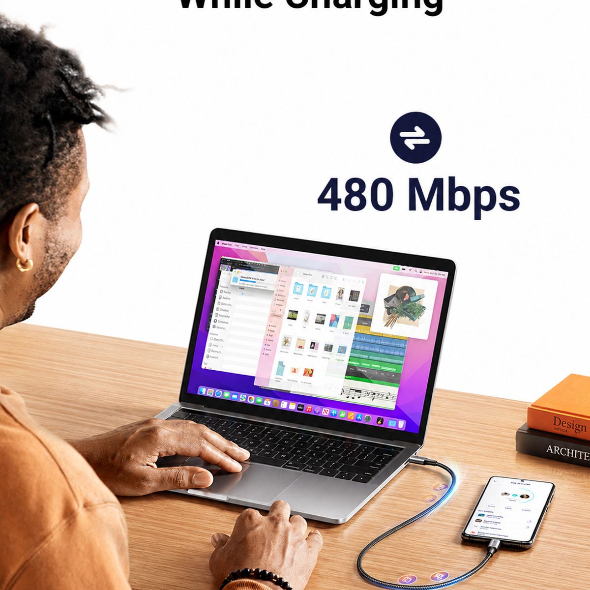UGREEN - Cable cargador USB-C premium 2 metros -  carga rápida 100w - 480 Mbps -  iPhone/Android/Winddows/Mac