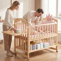 HOMER OUTDOOR - Cama Cuna Colecho Madera 12270100cm Con Colchón Homer rosa
