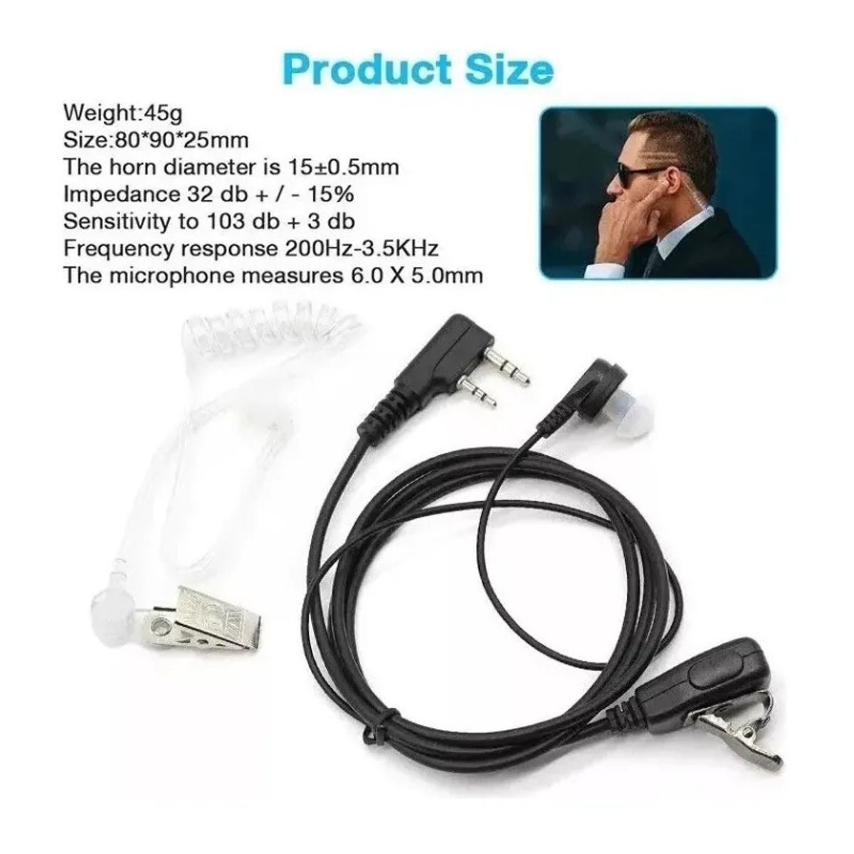 GENERICO - Set X2 Auriculares Manos Libres Radio Baofeng Walkie Talkie