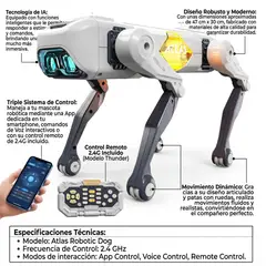 GENERICO - Perro Robot Inteligente ATLAS - Control por App y Voz - Robótico con IA y Control Remoto 2.4G