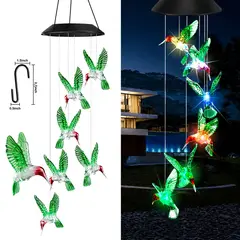 GENERICO - Campana De Viento De Luz Led Solar- Móvil De Espiral Colibri