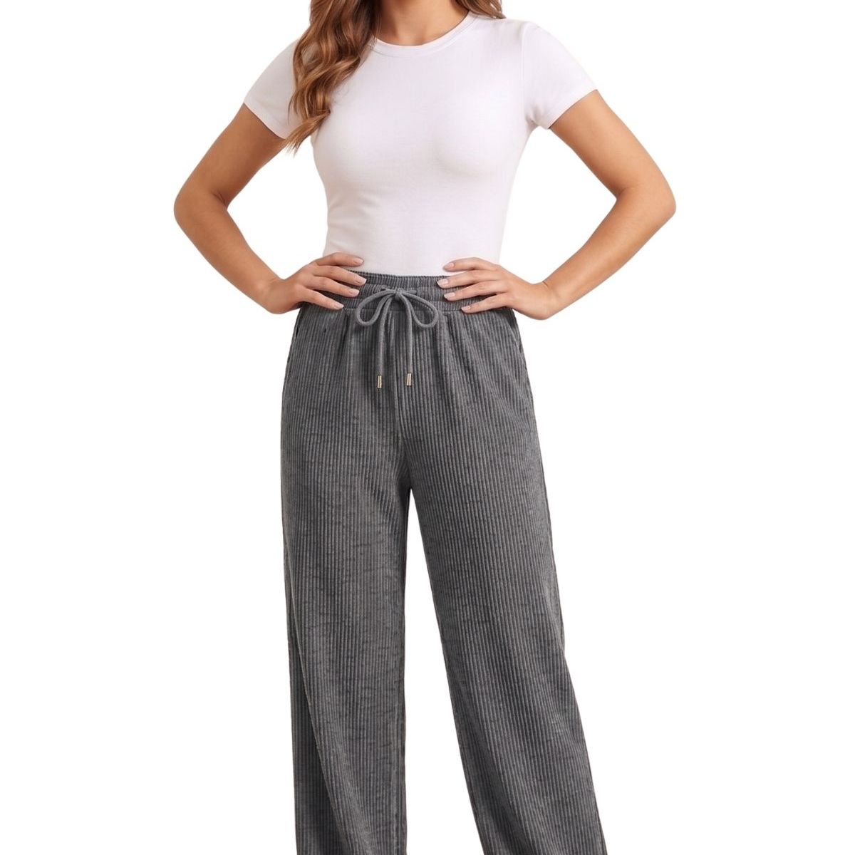 LOOK SHOP - Pantalón Mujer Recto, Buzo Jogger Versátil, Interior Polar 0004