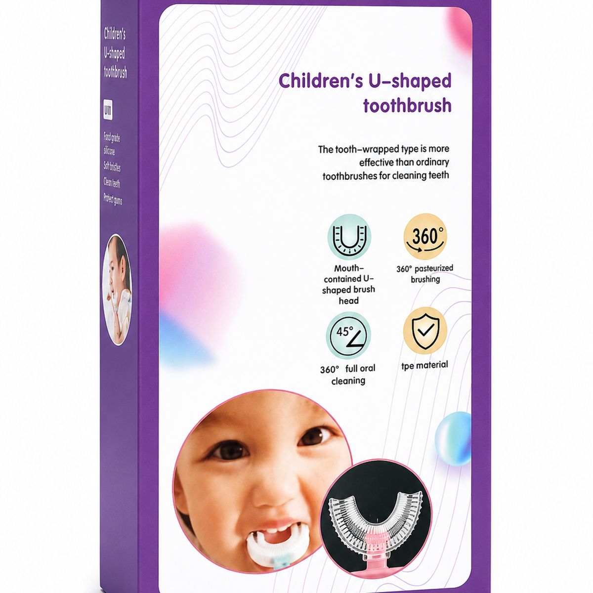 GENERICO - Cepillo Dental Infantil U 360 Silicona Suave Con Tapa Niño Niña Azul