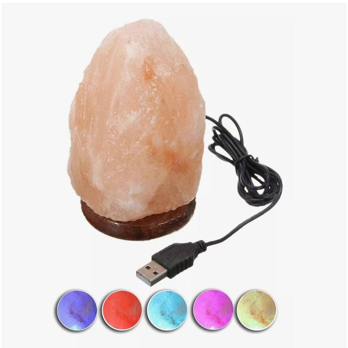 GENERICO - Lampara De Sal Del Himalaya Piedra 7 Cambios De Color