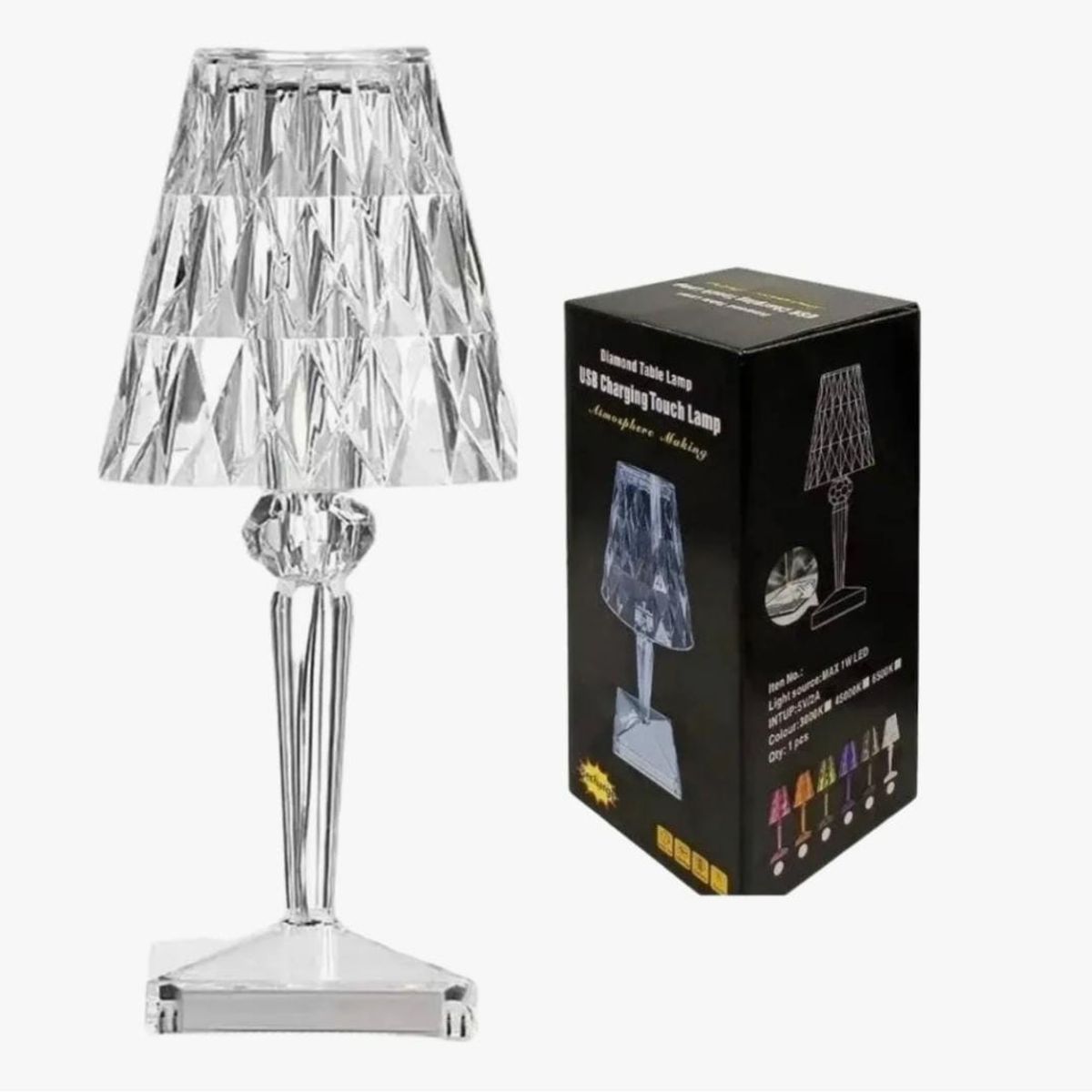 GENERICO - Lampara De Mesa Velador Diamante Tactil Usb