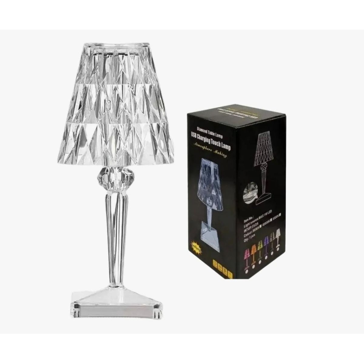 GENERICO - Lampara De Mesa Velador Diamante Tactil Usb