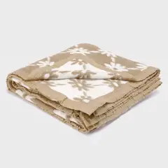 ZAHR - FRAZADA JAQUARD PUNTO BEIGE 2P