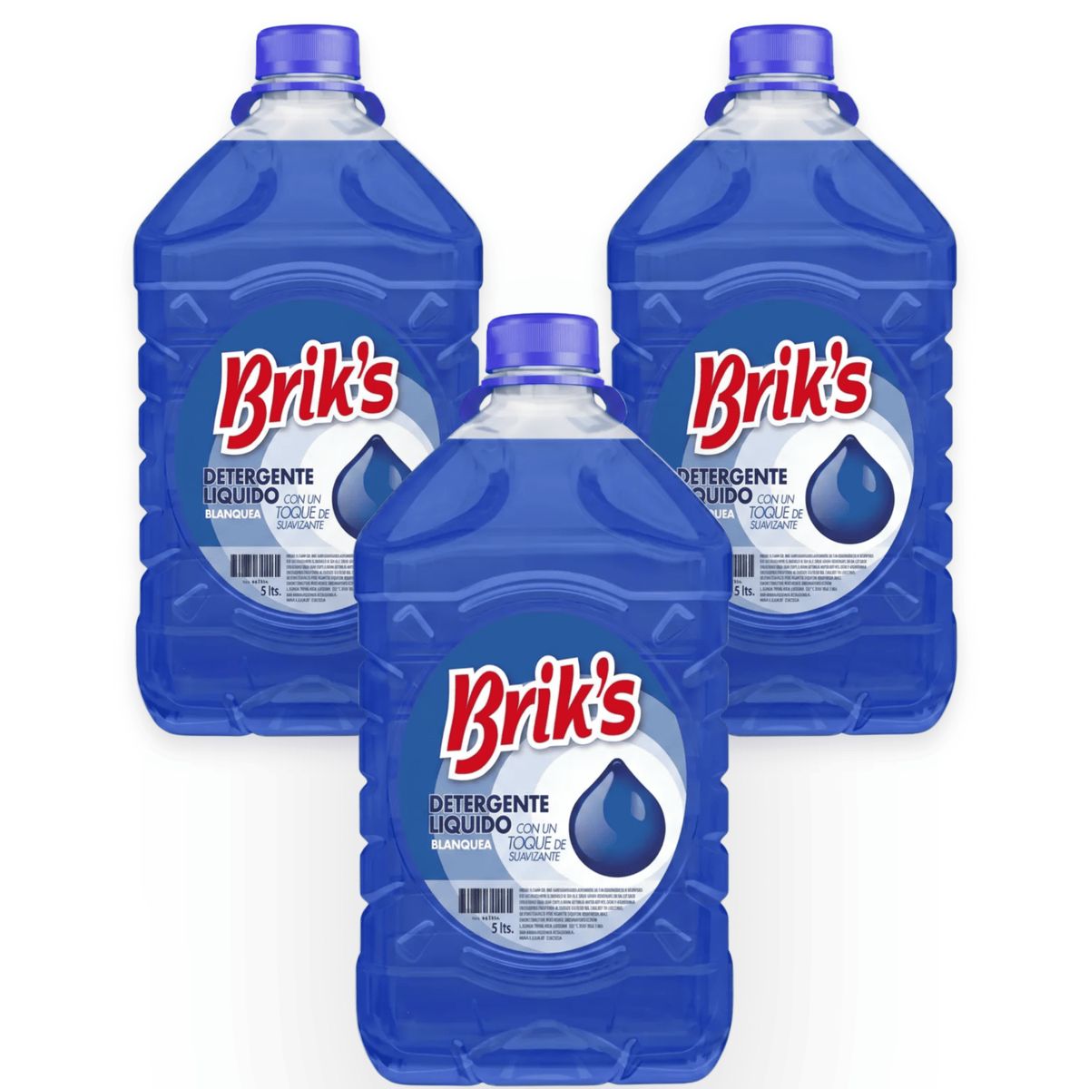 GENERICO - Pack 3 Detergentes Liquido Briks 5 Litros Concentrado Azul