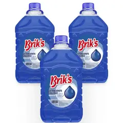 GENERICO - Pack 3 Detergentes Liquido Briks 5 Litros Concentrado Azul