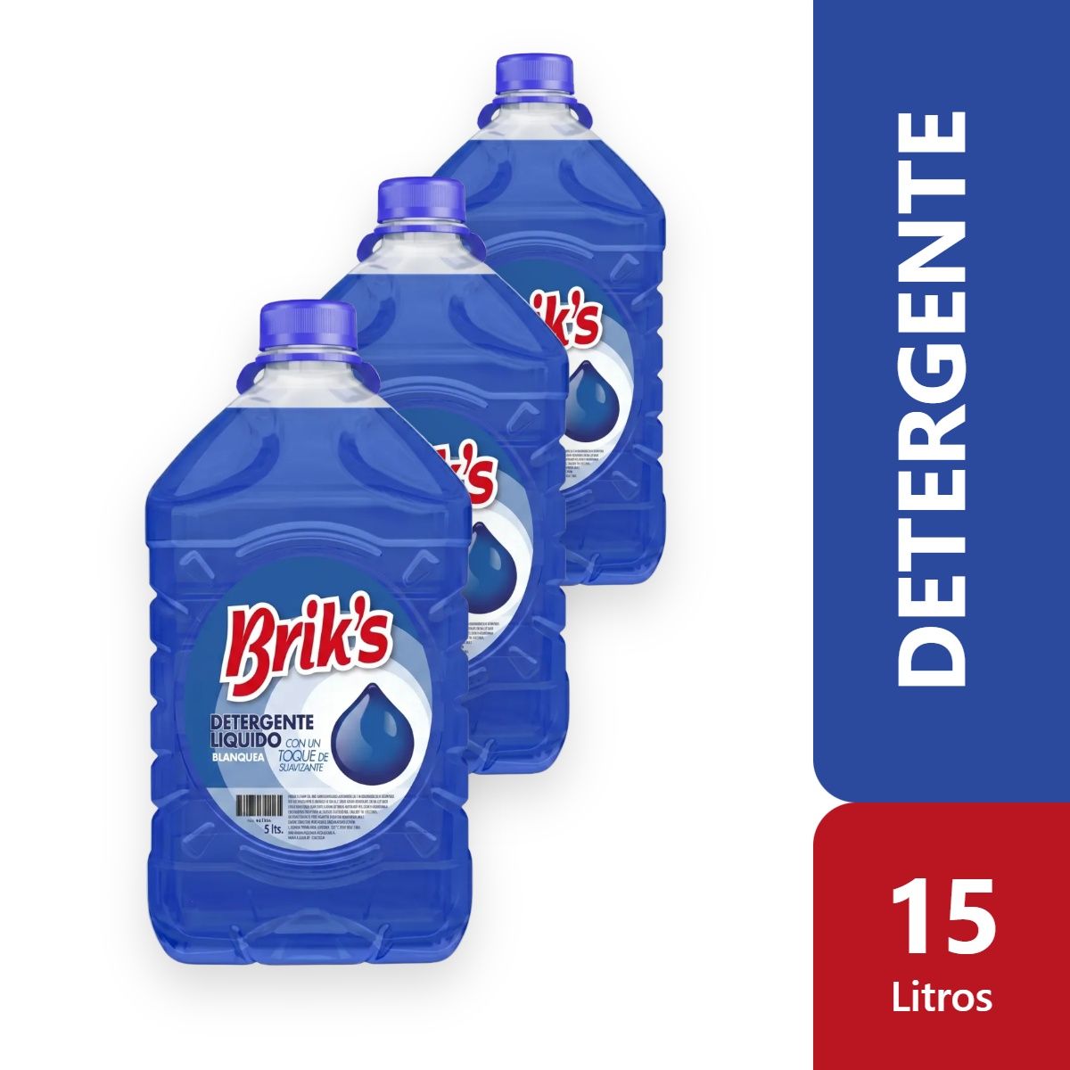 GENERICO - Pack 3 Detergentes Liquido Briks 5 Litros Concentrado Azul