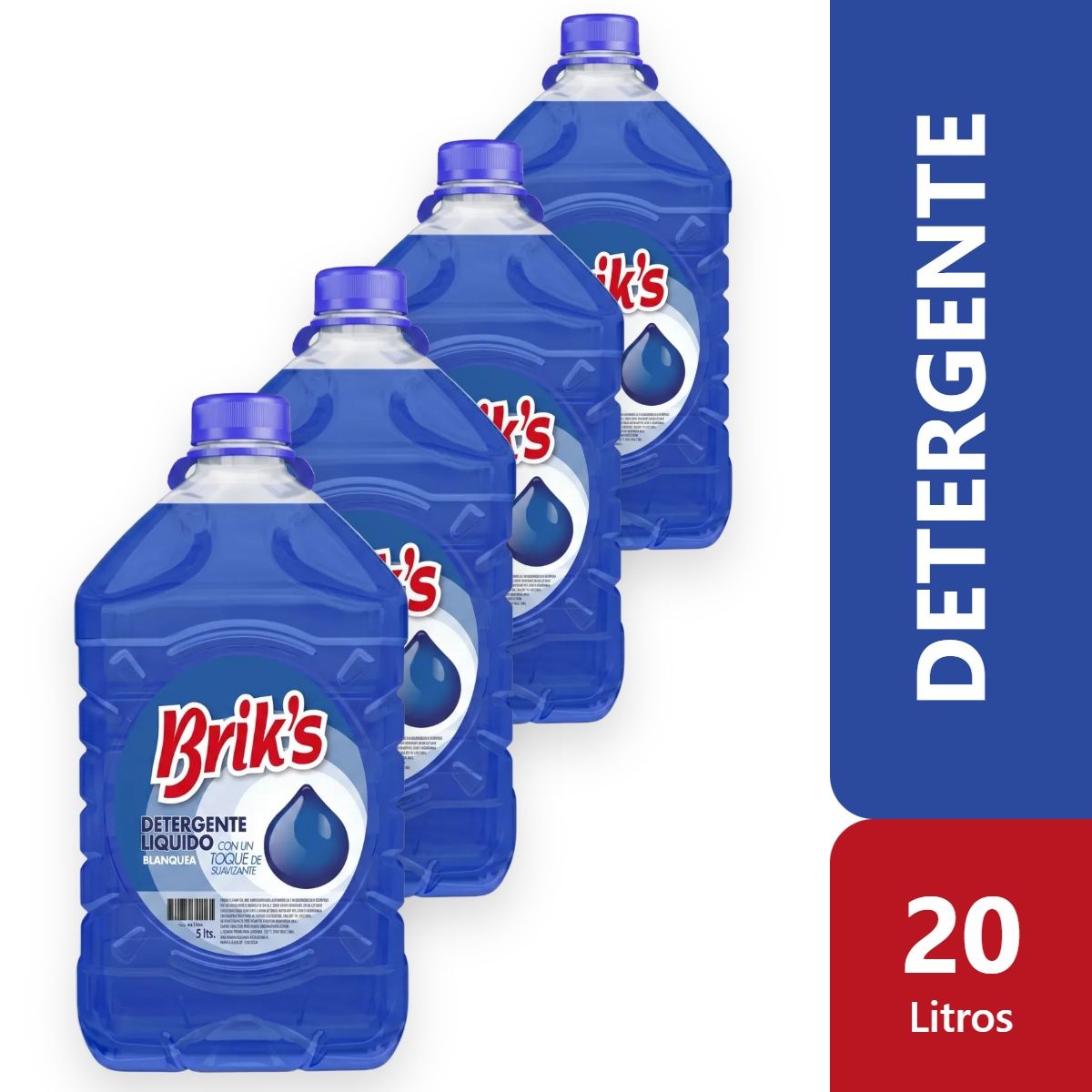 GENERICO - Pack 4 Detergentes Liquido Briks 5 Litros Concentrado Azul