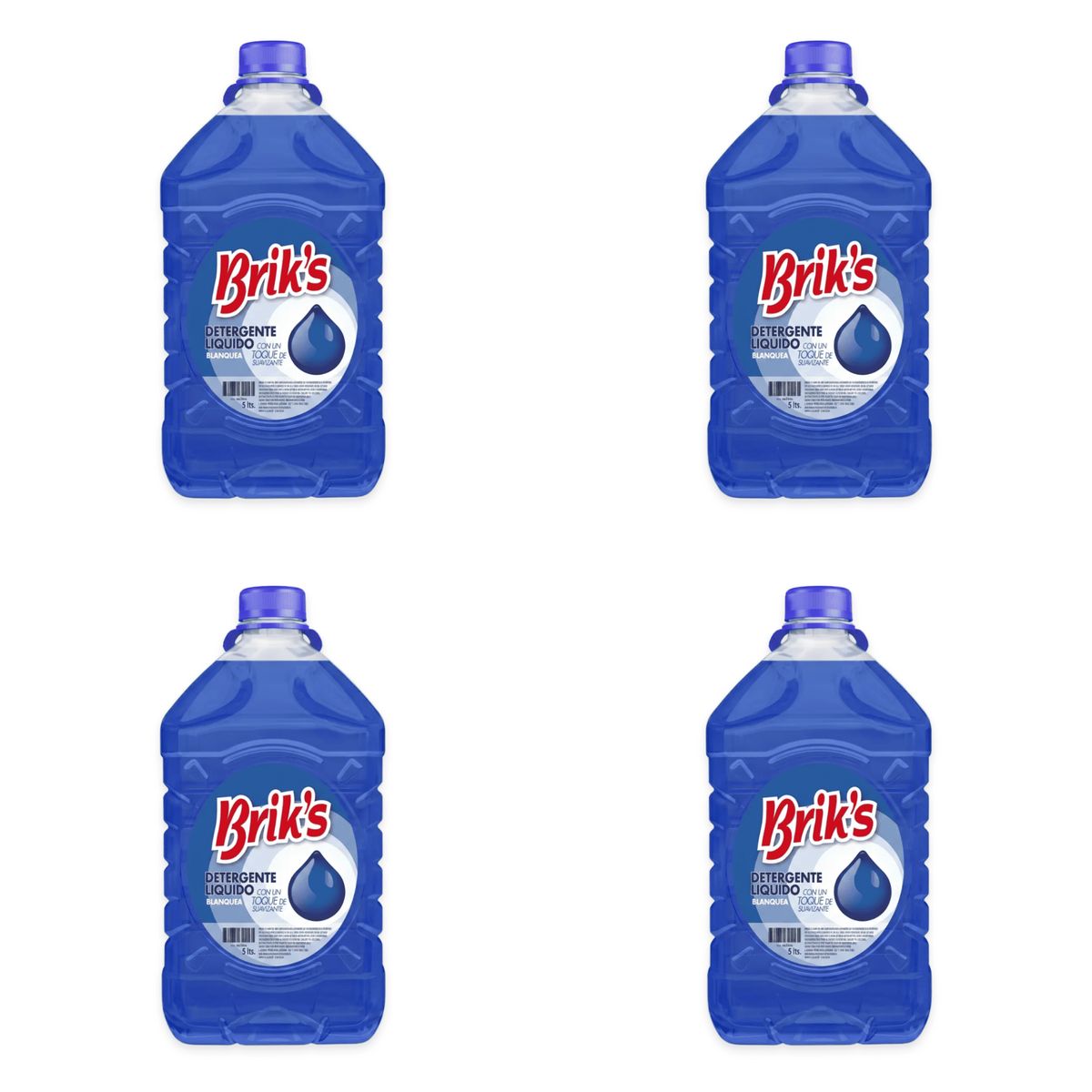 GENERICO - Pack 4 Detergentes Liquido Briks 5 Litros Concentrado Azul