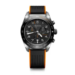 VICTORINOX - Reloj Swiss Army Chrono Correa Caucho Negro/Naranjo 242050