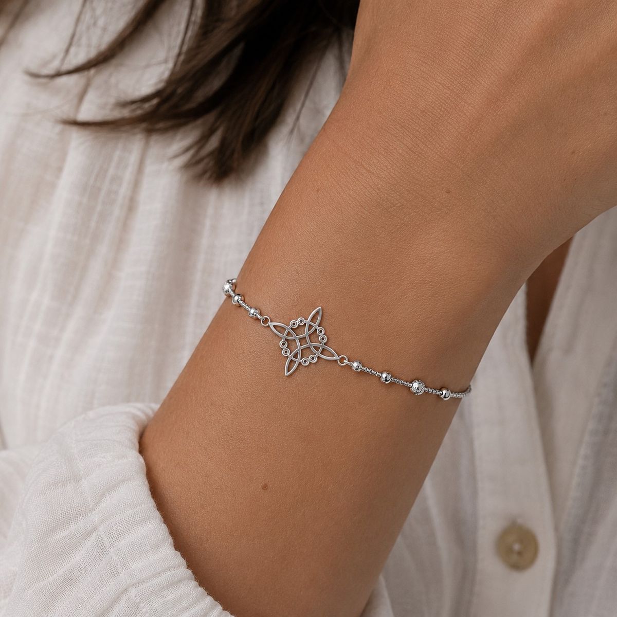 LK LUKSO - Pulsera Nudo de Bruja Bolitas Plata 925
