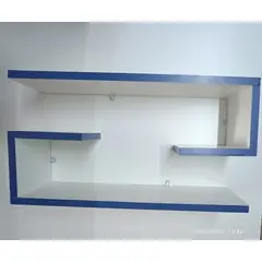 GENERICO - SET 2 REPISA BLANCA MODELO C BORDE AZUL