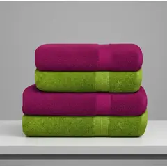 CHITECO - Pack 4 Toallas Algodón 500g Baño & Manos 140x70cm Verde Y Rojo Rubi