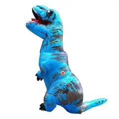 GENERICO - Disfraz Dinosaurio T-rex Azul Inflable Motor Incluido Fiesta Halloween
