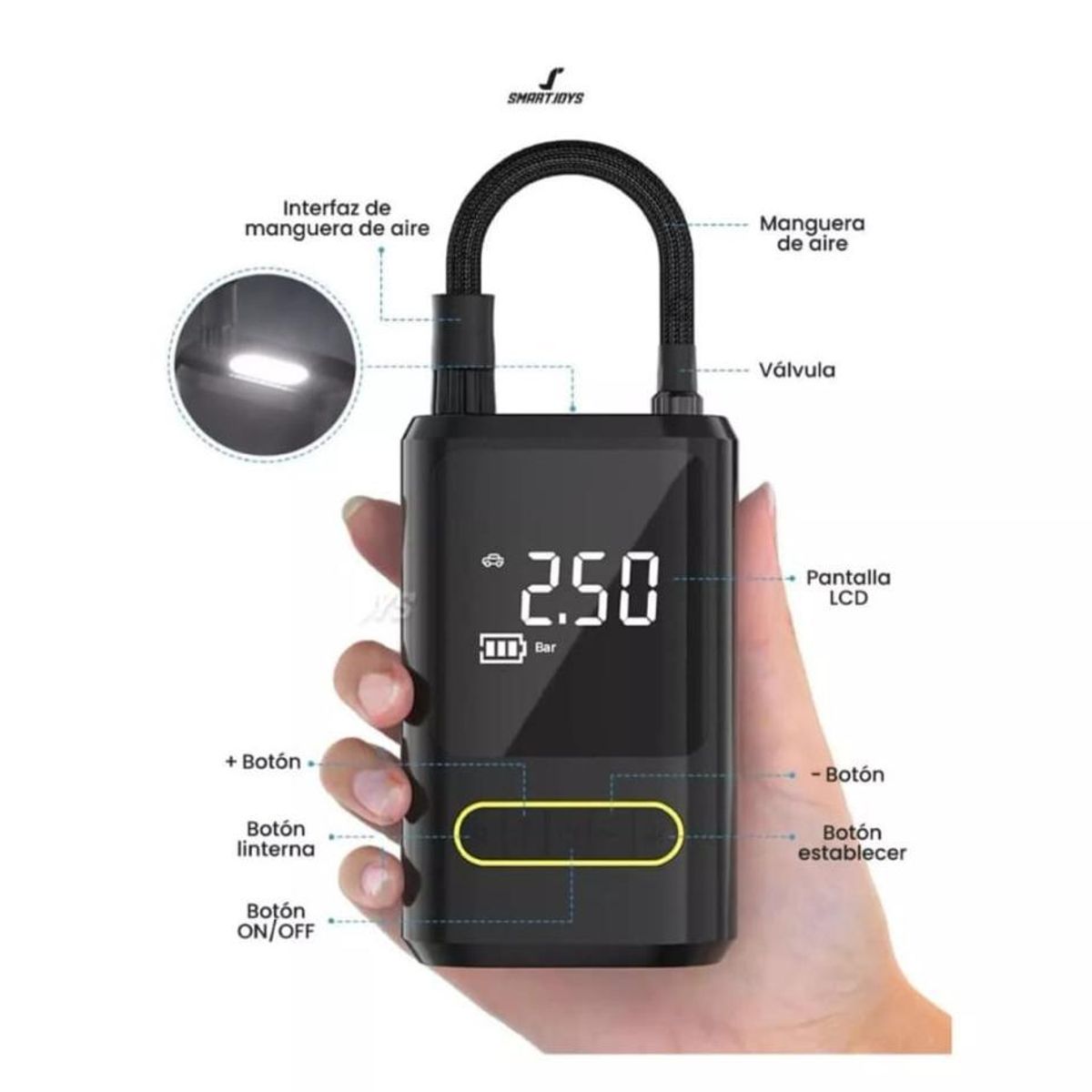 GENERICO - Inflador de Neumáticos Portátil Digital Inalámbrico con Pantalla LCD