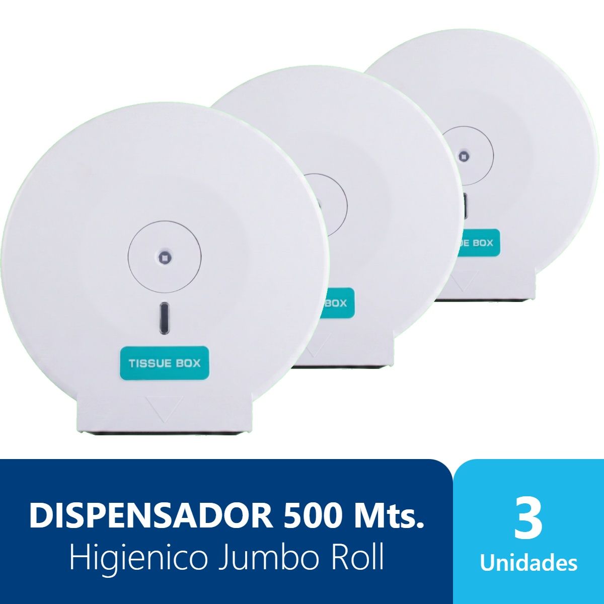 GENERICO - Pack 3 Dispensadores de Papel Higienico 500 Mts Industrial