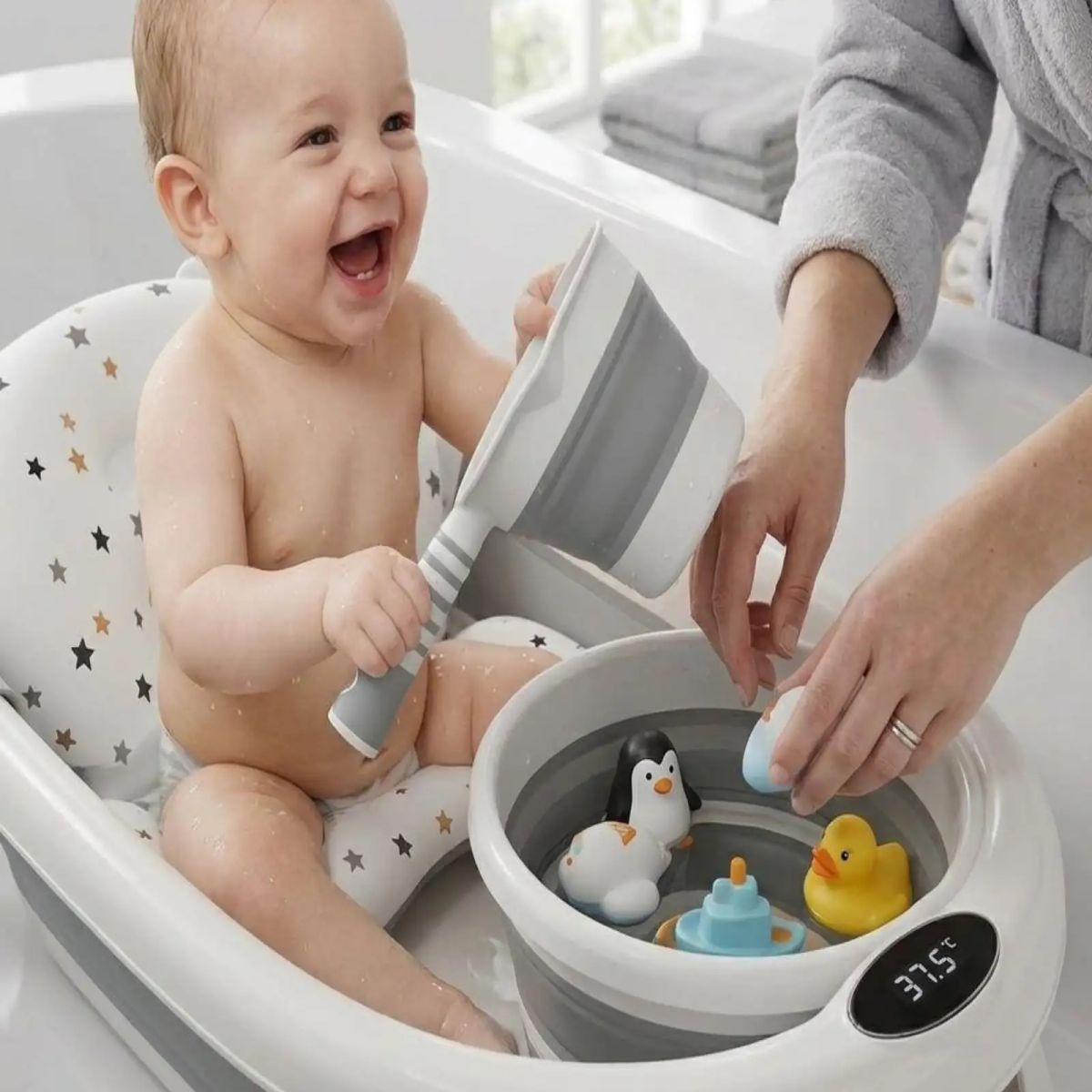 GENERICO - Set de Bañera Plegable para Bebé 4 en 1