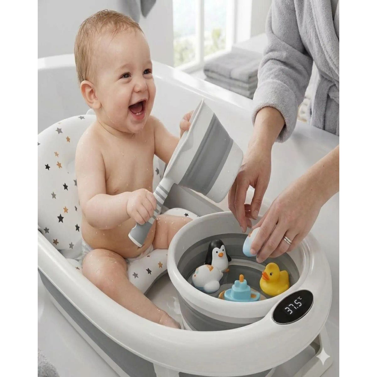 GENERICO - Set de Bañera Plegable para Bebé 4 en 1