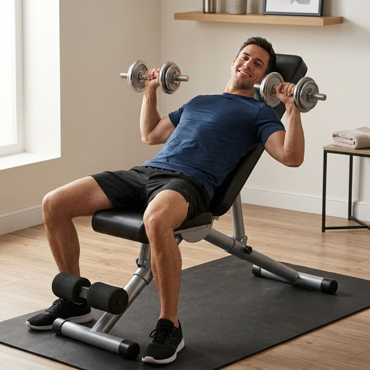 GENERICO - Banco de Ejercicios Multifuncion Plegable Press Banca Abdominales Flexiones Estructura Triangular