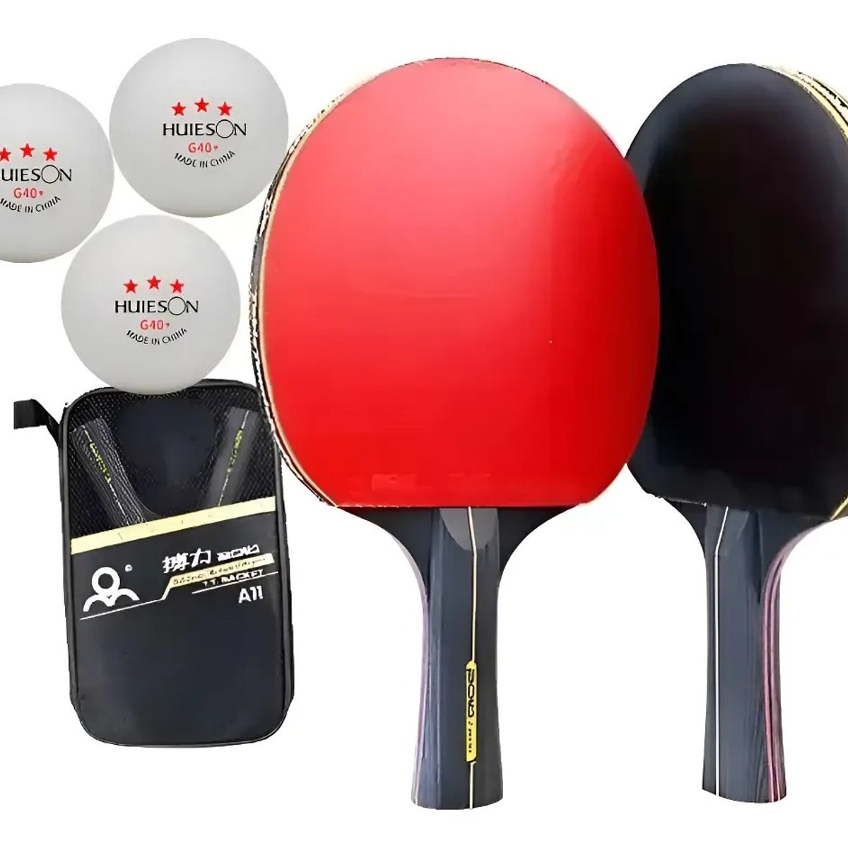 GENERICO - Set 2 Paleta De Ping Pong Profesional 6star Con Estuche Negr